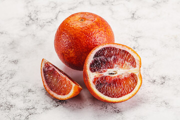 Red Sicilian orange ripe and juicy