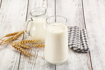 Organic milk in the glass