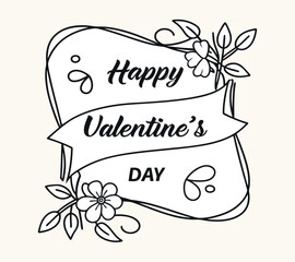 Happy Valentines Day calligraphy with flower