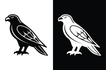 Obraz premium Powerful Hawk Silhouette Vector Icon in Black & White.