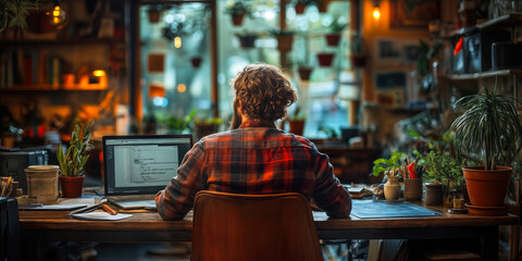 Obraz premium Home Office Productivity with Personal Software in Cozy Workspace