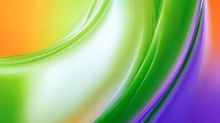 Fototapeta premium Vibrant abstract background with flowing green, orange, purple curves. A dynamic and modern design perfect for creative projects, branding