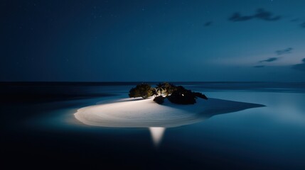 Fototapeta premium A small island is lit up by the moon and stars