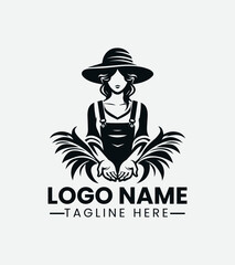 Vintage Farmer Logo Design, Retro Farmer Logo, Rural Farmer Logo, Old-fashioned Farmer Logo, Countryside Farmer Logo