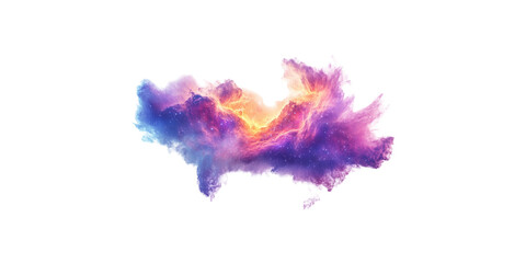 Fototapeta premium Vibrant nebula cloud with cosmic colors isolated on transparent background