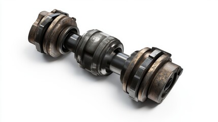 A detailed view of a mechanical component showcasing its intricate design and weathered texture. Ideal for engineering projects that emphasize precision. Generative AI.