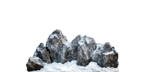 Fototapeta premium Snow-covered rocky mountain isolated on transparent background