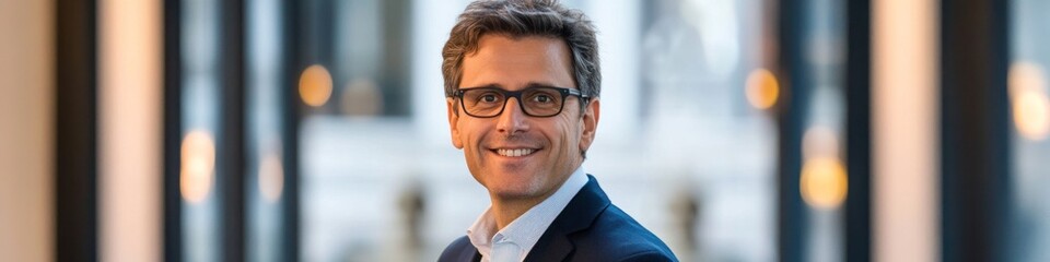 Fototapeta premium Portrait of a Smiling Man in Glasses