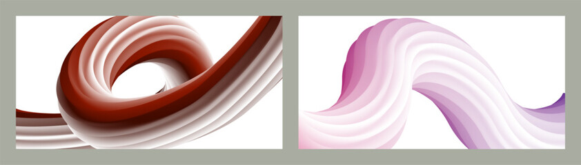 Abstract volumetric background. Cords. set of two illustrations. Toothpaste in a tube. Minimalism. Creative modern background. Cover design, wallpaper, background. eps vector.