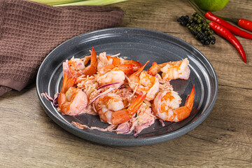 Shrimp cocktail with salad and sauce