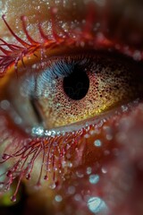Close-up of human iris with visible blood vessels.