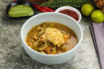 Chinese wonton soup with dumplings
