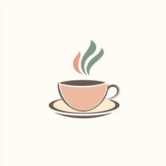 Warm coffee cup saucer steam, cafe menu design