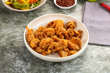 Golden crispy Breaded calamari snack