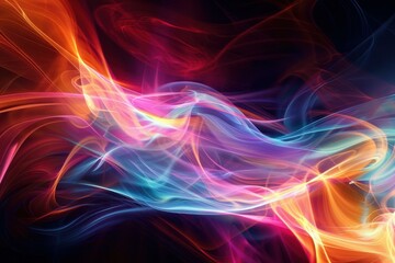 Colorful abstract smoke art flowing smoothly on dark background, creating a beautiful and dynamic visual effect