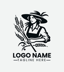 Vintage Farmer Logo Design, Retro Farmer Logo, Rural Farmer Logo, Old-fashioned Farmer Logo, Countryside Farmer Logo