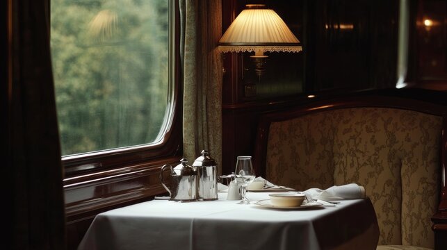 A luxurious private train compartment