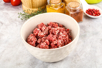 Raw beef minced meat for cooking