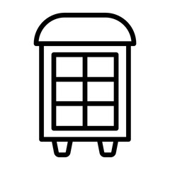 Curio Cabinet Vector Line Icon Design