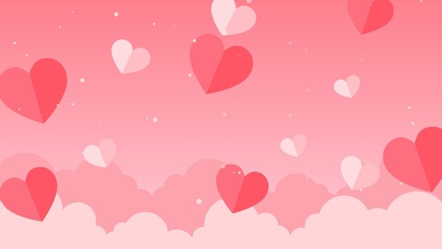 Romantic Falling Hearts Animated Background