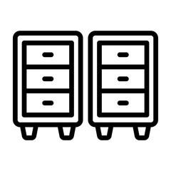 Filing Cabinet Vector Line Icon Design