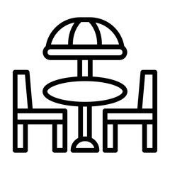 Patio Table Vector Line Icon Design