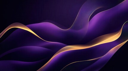 Fototapeta premium elegant geometric fractal pattern in deep purple and gold, flowing curves creating dynamic business-like composition with depth and movement