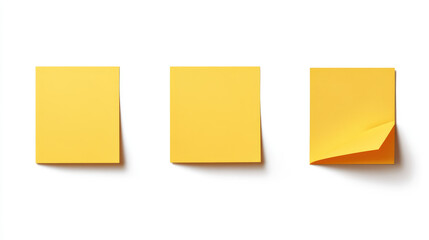 minimalistic Yellow one stick post it note isolated on transparent or white background