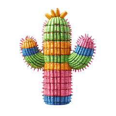 Colorful Cactus Decoration on Transparent Background for Design Use