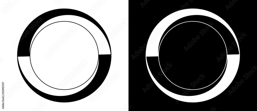 Aufkleber rotating art lines in circle shape as symbol, logo or icon. black shape on a white background and th