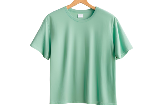 Green-Blue Unisex T-shirt with Round Neckline on White Background