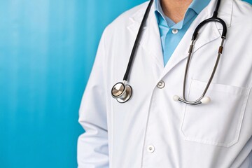 Healthcare Professional Wearing a White Lab Coat and Stethoscope