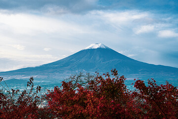 Obraz premium Mount Fuji in the morning dusk on an autumn day