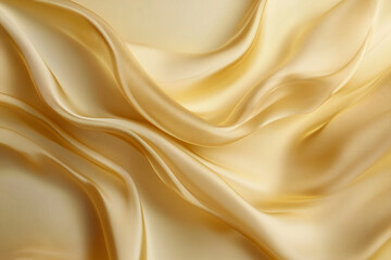 Fototapeta premium Elegant Flowing Silk Fabric with Delicate Golden Folds and Soft Texture, Luxurious Abstract Textile Background with Pastel Tones