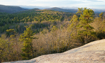 Scenic Mountain Forest Overlook – Tranquil Nature Landscape at Sunset in Appalachia Blue Ridge Mountains