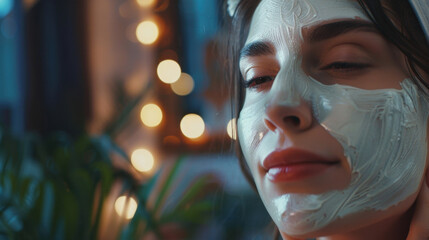 beautician applying face mask