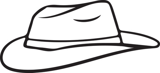 A black line art illustration of a hat