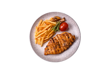 Delicious fresh grilled chicken fillet with spices and herbs