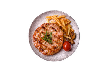 Delicious fresh grilled turkey fillet with spices and herbs