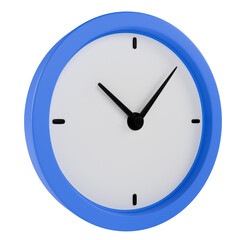 Stylized blue wall clock. Isolated on transparent background	