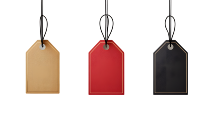 Set of Colorful Price Tags – Blank Labels for Retail Pricing, Isolated on Transparent Background