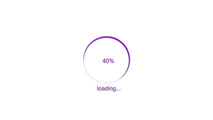 100 percent number circle loading icon modern design purple color 4k illustration. Abstract beautiful circle loading bar on white background 4k illustration.
