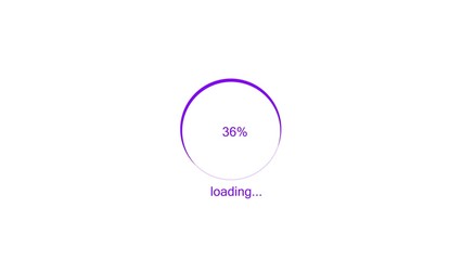 Obraz premium 100 percent number circle loading icon modern design purple color 4k illustration. Abstract beautiful circle loading bar on white background 4k illustration.