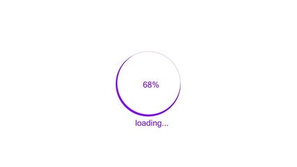 100 percent number circle loading icon modern design purple color 4k illustration. Abstract beautiful circle loading bar on white background 4k illustration.