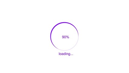100 percent number circle loading icon modern design purple color 4k illustration. Abstract beautiful circle loading bar on white background 4k illustration.