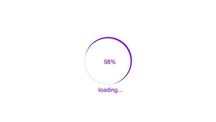 100 percent number circle loading icon modern design purple color 4k illustration. Abstract beautiful circle loading bar on white background 4k illustration.