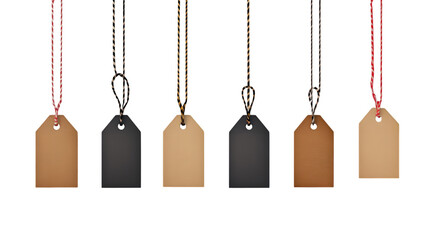 Set of Colorful Price Tags &ndash; Blank Labels for Retail Pricing, Isolated on Transparent Background