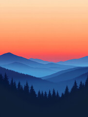 Obraz premium Abstract Minimalist Sunset Art Illustration