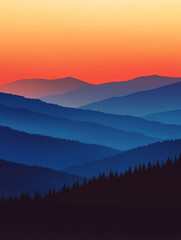 Fototapeta premium Abstract Minimalist Sunset Art Illustration