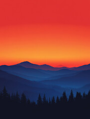 Fototapeta premium Abstract Minimalist Sunset Art Illustration